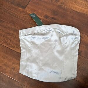 NWT Wild Fable Satin Strapless Slim Fit Bustier‎ Tube Top Silver Women's XXS